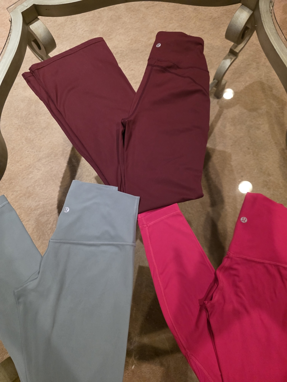 lululemon athletica Burgundy, Gray, and Pink Leggings Trio